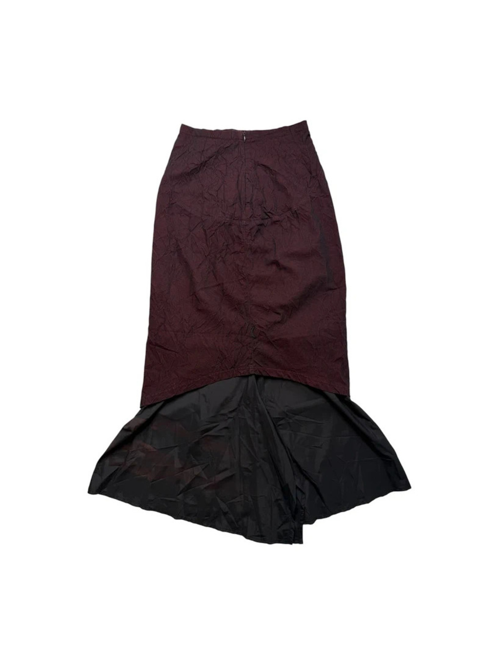 Vintage Cop Copine Y2K Burgundy Mermaid Maxi Skirt Layered Handkerchief Hem - Picture 4 of 8